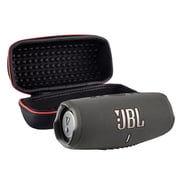 JBL Charge 5 Portable Bluetooth Speaker, IP67 Waterproof, 20 Hour Battery, Gray Bundle with Travel Case International Model