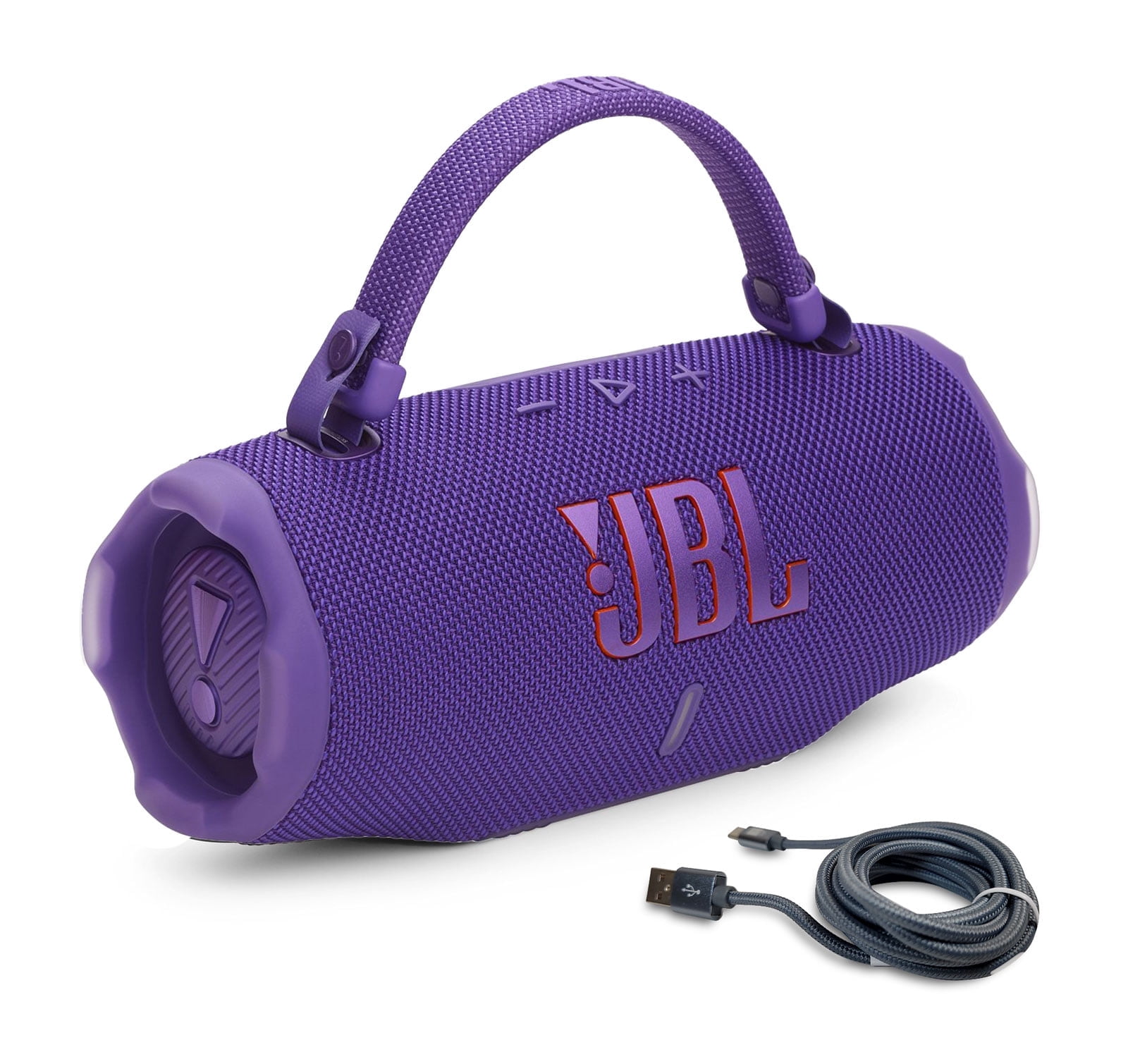 JBL Charge 6 Portable Bluetooth Speaker & 6ft USB-C Braided Cable Bundle - Purple