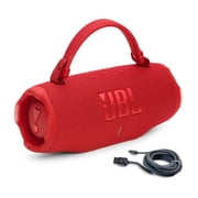 JBL Charge 6 Portable Bluetooth Speaker & 6ft USB-C Braided Cable Bundle - Red