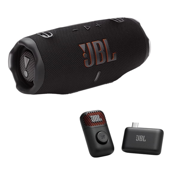 JBL Charge 6 Portable Speaker Bundle with EasySing Mic Mini (Black)