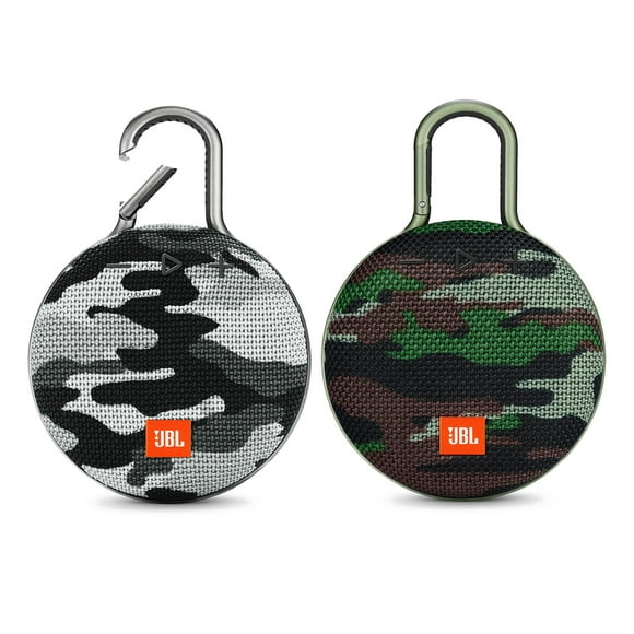 JBL Clip 3 Camouflage and Black Camo Portable Bluetooth Speaker Pair Kit