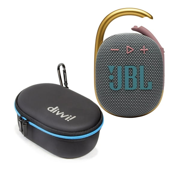 JBL Clip 4 Gray Portable Bluetooth Speaker w/Divvi! Case Bundle