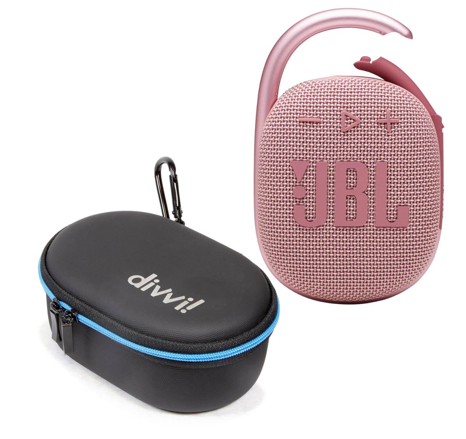 JBL Clip 4 Pink Bluetooth Speaker and divvi Case Kit