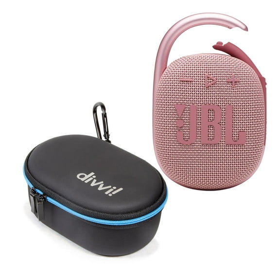 JBL Clip 4 Pink Bluetooth Speaker and divvi Case Kit
