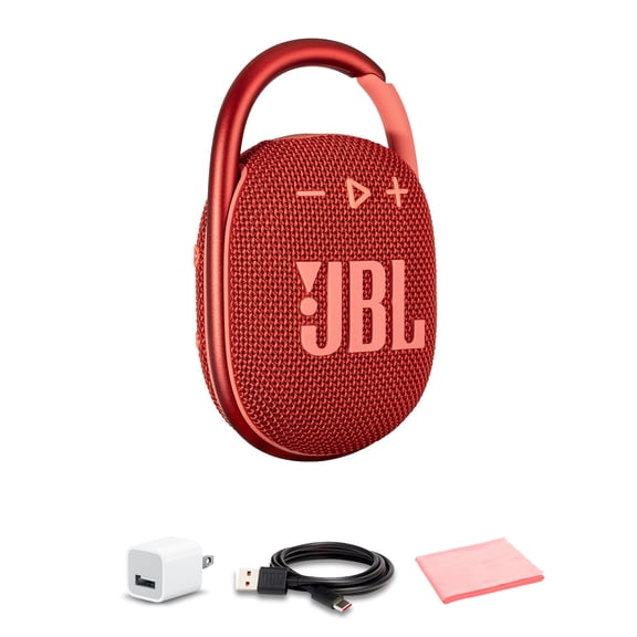 JBL Clip 4 Portable Speaker (Red), IP67 Waterproof with USB Adapter (International Model)