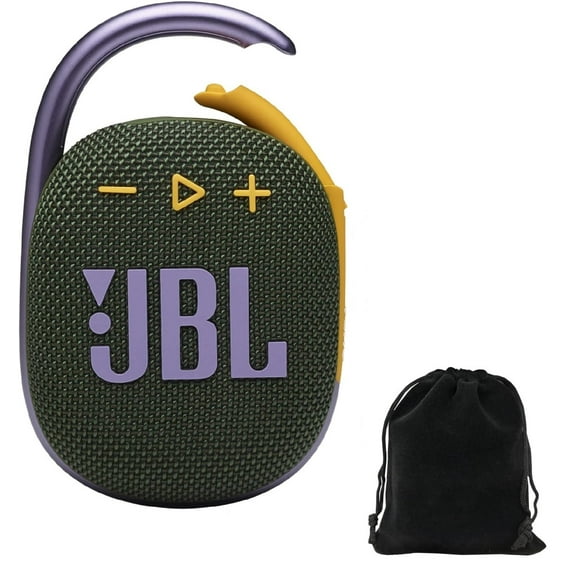JBL Clip 4 Portable Bluetooth Speaker Bundle with Deluxe CCI Protective Carrying Pouch (Green)