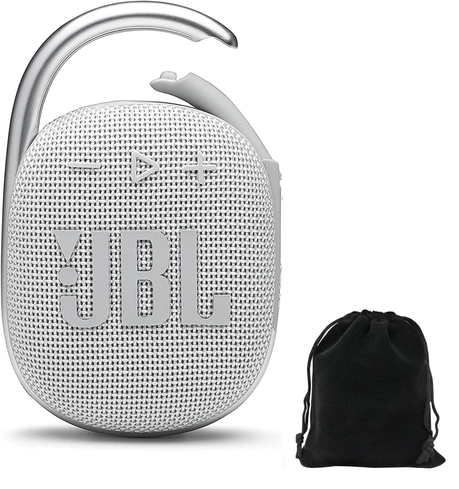 JBL Clip 4 Portable Bluetooth Speaker Bundle with Deluxe CCI Protective Carrying Pouch (White)