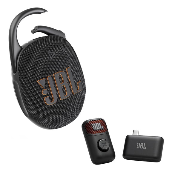 JBL Clip 5 Bluetooth Portable Speaker Bundle with EasySing Mic Mini (Black)