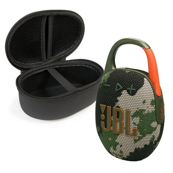 JBL Clip 5 Bluetooth Portable Speaker with Protective Case Bundle, Camo, JBLCLIP5SQUADAM_CLIP5-CASE