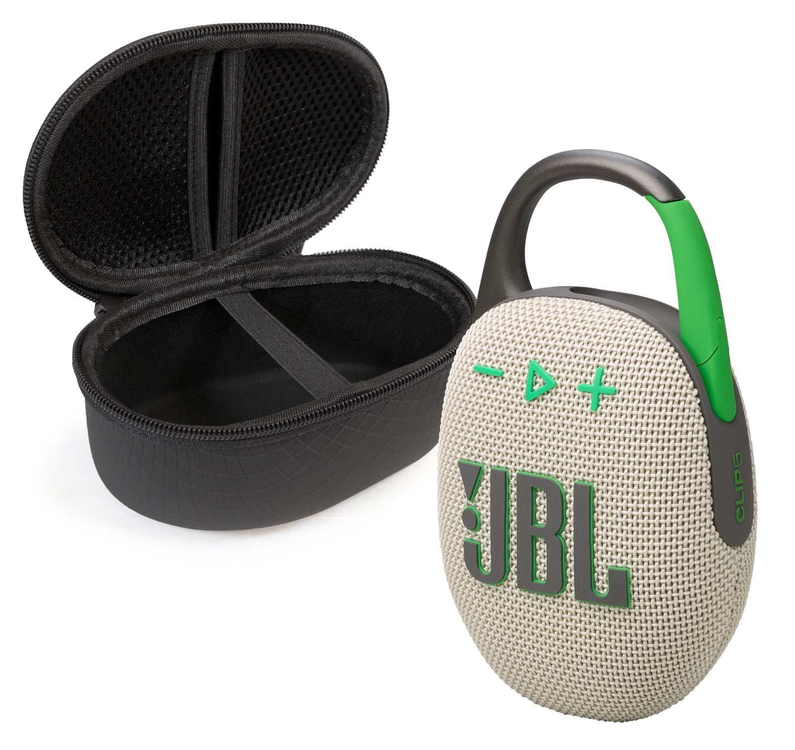 JBL Clip 5 Bluetooth Speaker and divvi! Protective Case Bundle - Sand