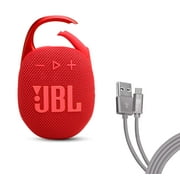 JBL Clip 5 Bundle with Case Logic 6FT Type C Braided Cable - Red