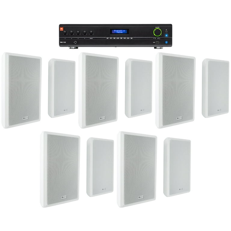 JBL Commercial Amplifier+(10) Slim White Wall Speakers for