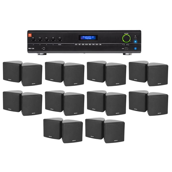 JBL Commercial Amplifier+(20) 3.5" Black Cube Speakers for Restaurant/Bar/Cafe