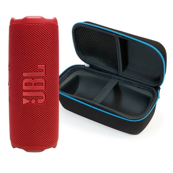 JBL FLIP 7 Bluetooth Speaker & divvi! Premium Hard Case Kit - Red