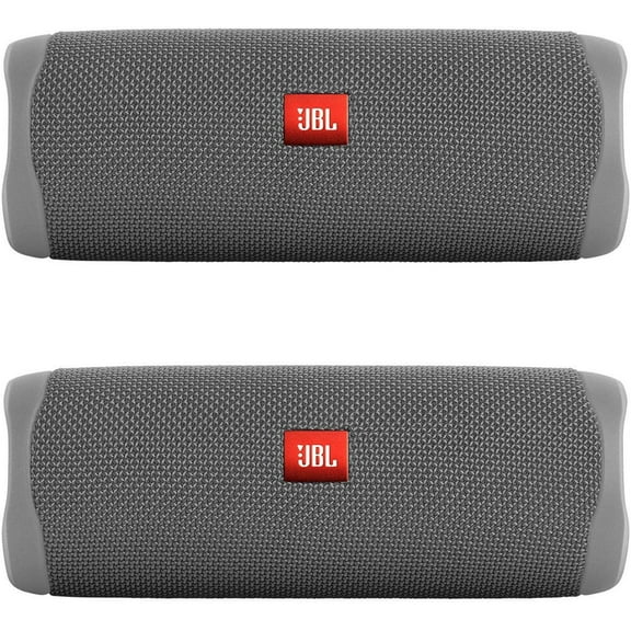 JBL Flip 5 Gray Portable Bluetooth Speaker Pair Bundle