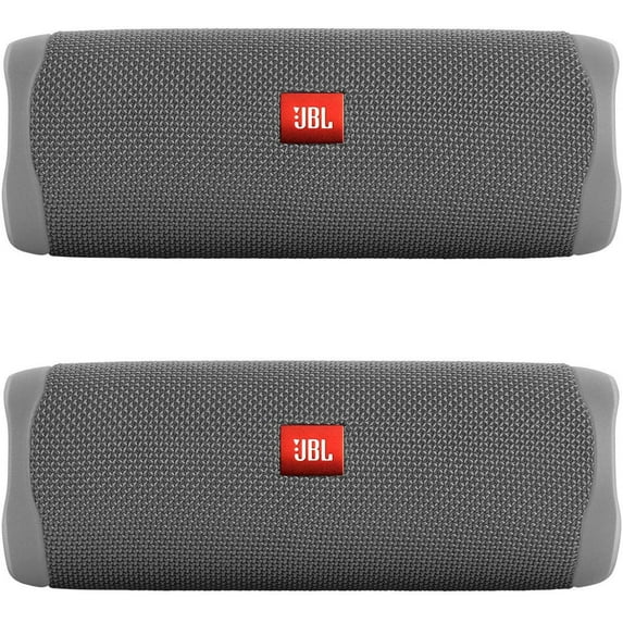 JBL Flip 5 Gray Portable Bluetooth Speaker Pair Bundle