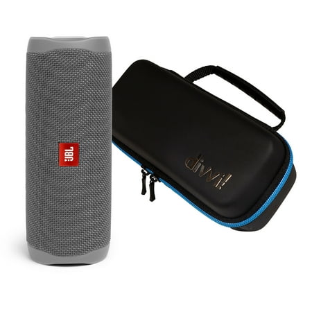 JBL Flip 5 Gray Portable Bluetooth Speaker w/divvi! Hardshell Case