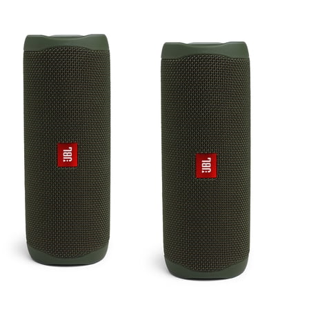 JBL Flip 5 Green Portable Bluetooth Speaker Pair Bundle