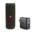 thumbnail image 1 of JBL Flip 5 Green Portable Bluetooth Speaker w/Wall Charger, 1 of 4