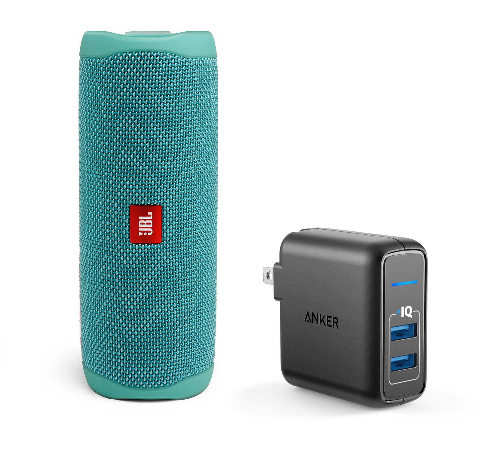 JBL Flip 5 Blue Portable Bluetooth Speaker w/Wall Charger JBL Flip 5 Blue Portable Bluetooth Speaker w/Wall Charger