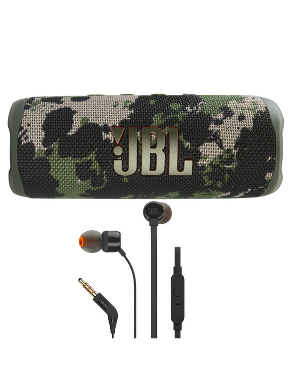 JBL Flip 6 Portable Waterproof Bluetooth Speaker (Squad) with JBL T110 in Ear Headphones