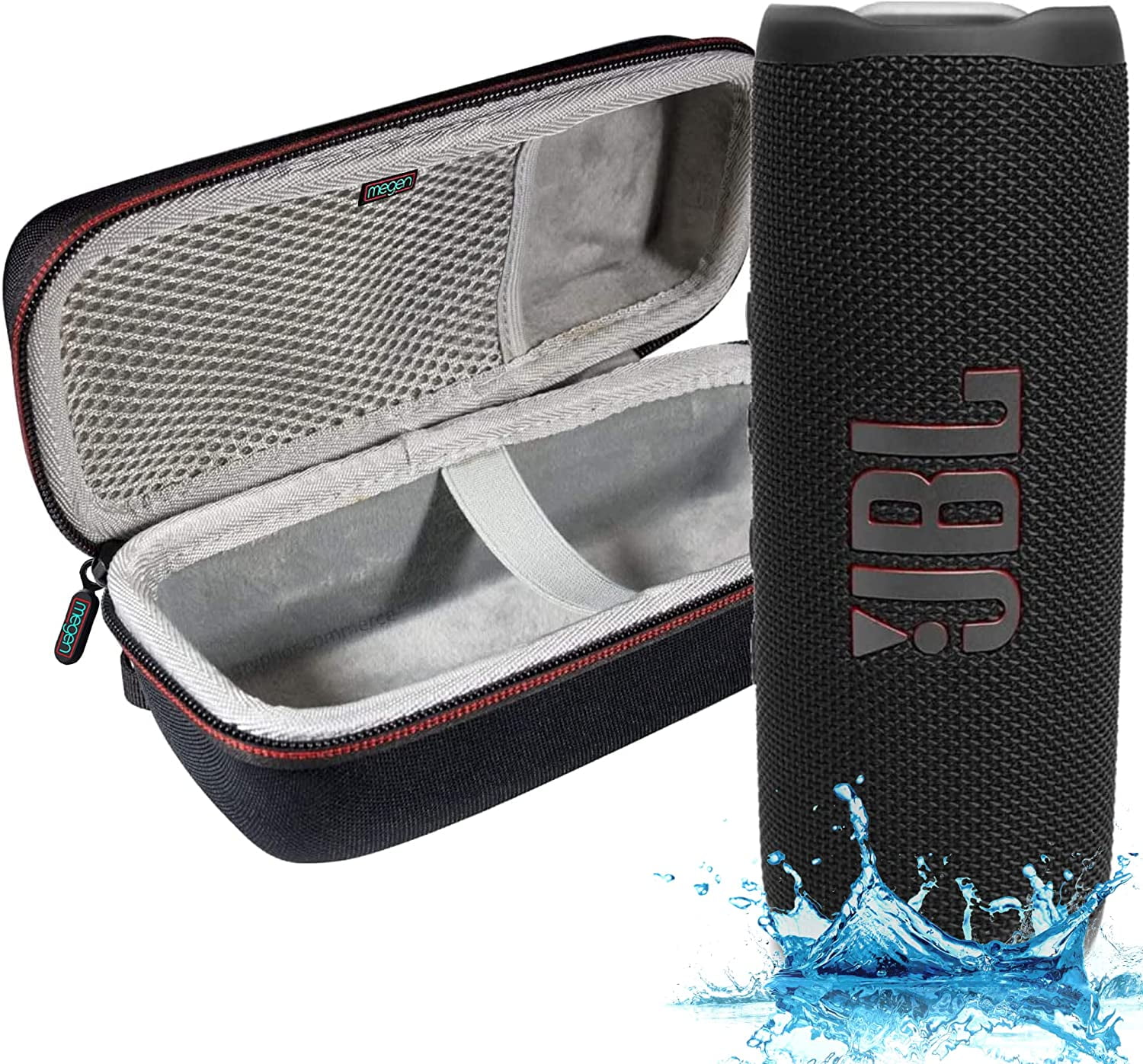 JBL Charge 5 - Portable Bluetooth Speaker with Megen Hardshell Travel Case  with IP67 Waterproof and USB Charge Out (Blue)