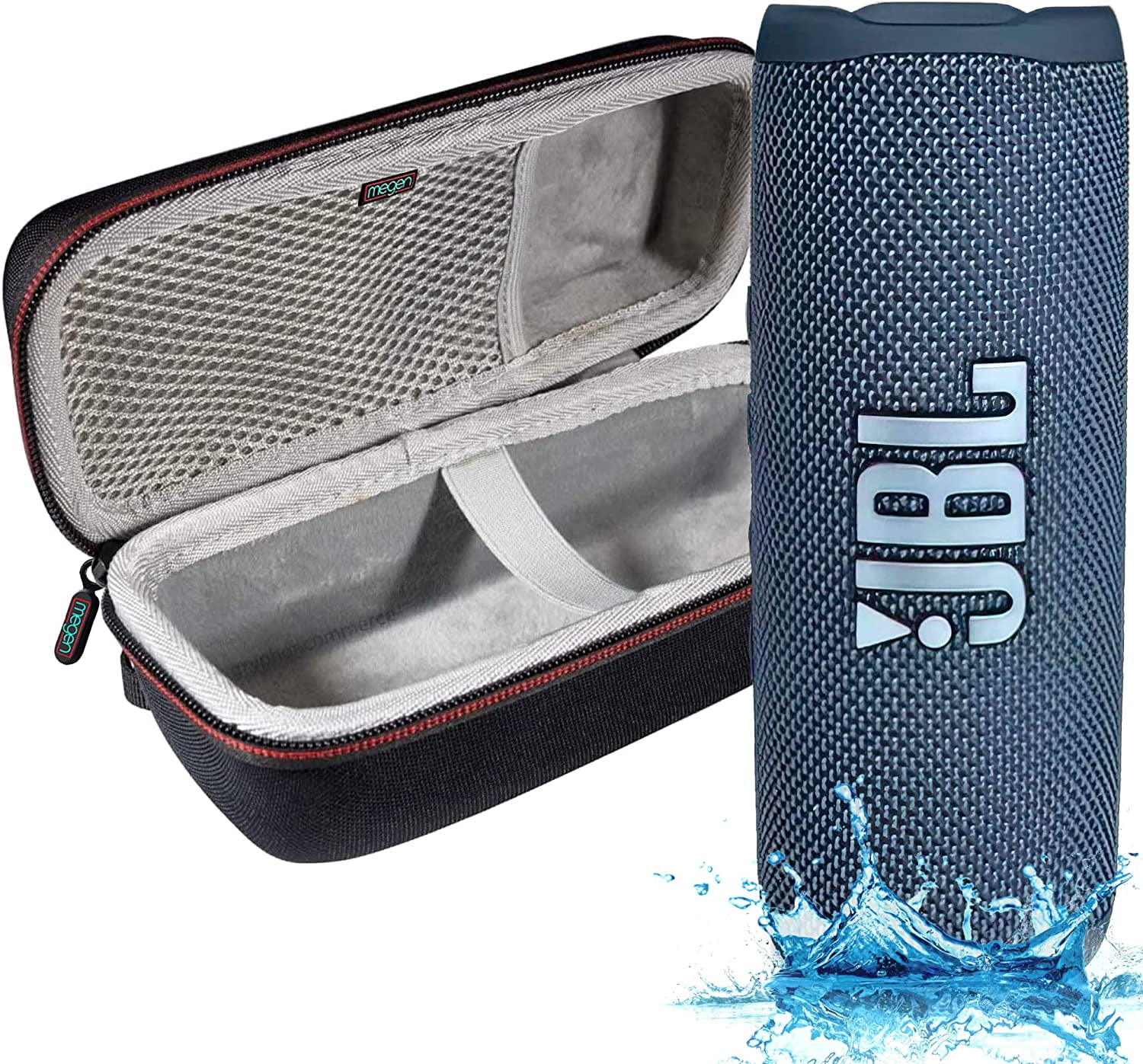 JBL Flip 6 - Hardshell deep Sound Powerful Blue Case Waterproof Megen and Portable Hours Bluetooth 12 Waterproof, Playtime Speaker, bass, IPX7 with of 