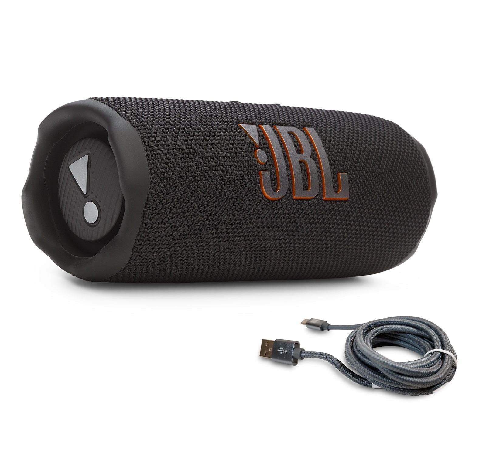 JBL Flip 7 Portable Bluetooth Speaker & 6-Foot USB-C Braided Cable Bundle - Black