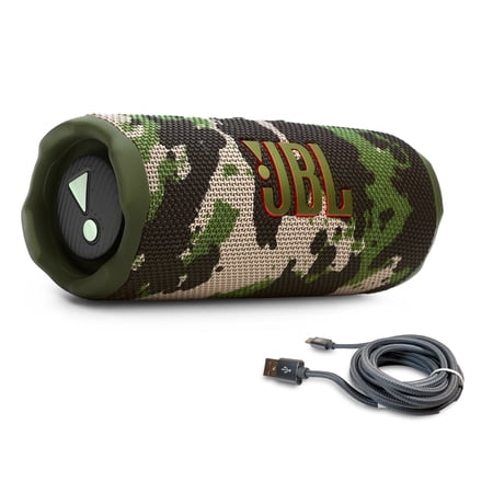 JBL Flip 7 Portable Bluetooth Speaker & 6ft USB-C Braided Cable Bundle - Squad