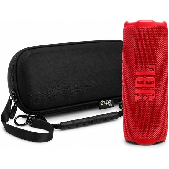 JBL Flip 7 - Portable Waterproof and Drop-Proof Speaker (Red) with Expo Gear Weather-Resistant Protective Hard-Shell Case