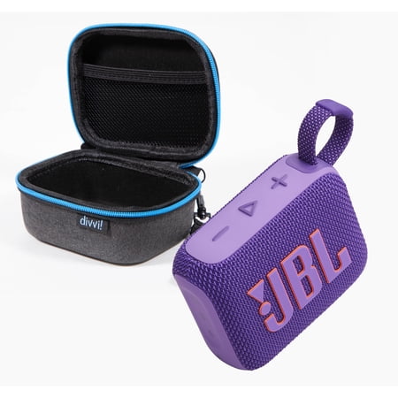 JBL GO 4 Portable Bluetooth Speaker & divvi Protective Hardshell Case - Purple