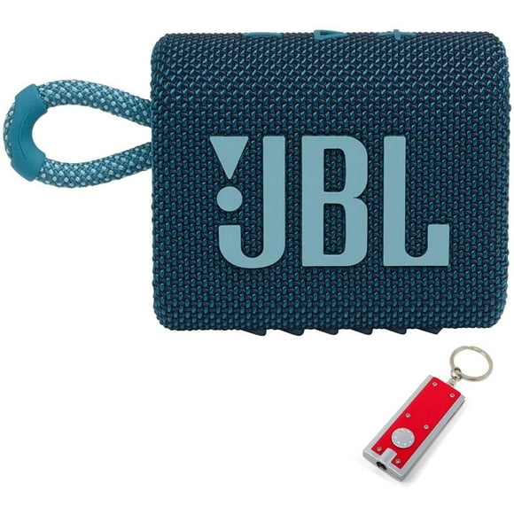 JBL Go 3 - Portable Bluetooth Speaker, Built-in Battery, Waterproof and Dustproof Feature JBLGO3BLUAM, Bonus Keychain LED Included - Blue