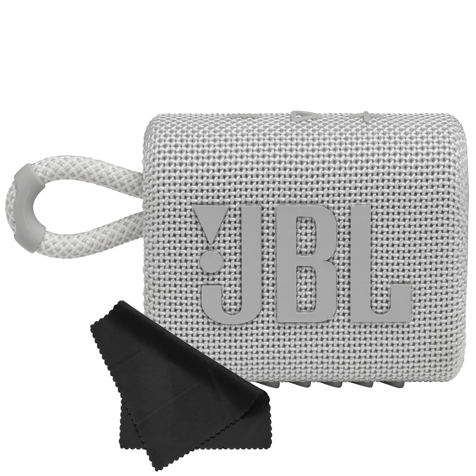 JBL Go 3 Portable Mini Wireless Bluetooth Waterproof Speaker - Cloud White - with Cleaning Cloth - Sold without manufacturer warranty
