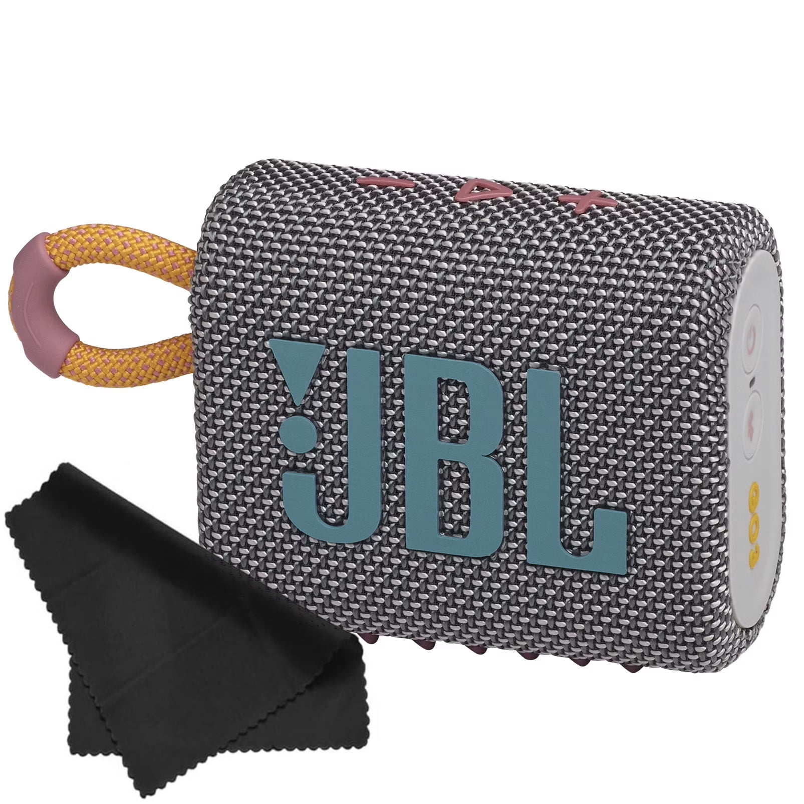 JBL Go 3 Portable Mini Wireless Bluetooth Waterproof Speaker - Gray - with Cleaning Cloth - Sold without manufacturer warranty