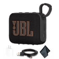 thumbnail image 1 of JBL Go 4 Portable Bluetooth Speaker, Built-in Battery, Waterproof and Dustproof - Black (JBLGO4BLKAM) + USB-C Adapter + MicroFiber Cloth (International Model), 1 of 8