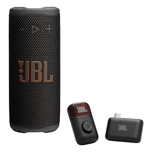 JBL Grip Compact Portable Speaker Bundle with EasySing Mic Mini (Black)