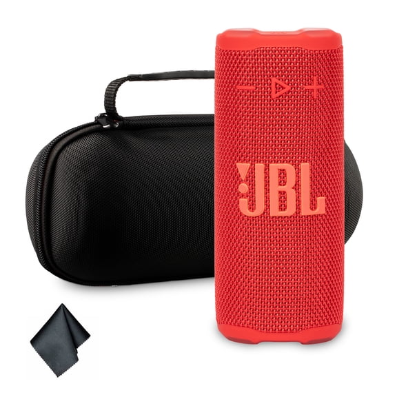 JBL Grip Portable Bluetooth Speaker Red (JBLGRIPRD) – IP68 Waterproof & Dustproof | Bluetooth 5.4 | AI Sound Boost | 14-Hour Battery | Includes Carrying Case & Cleaning Cloth