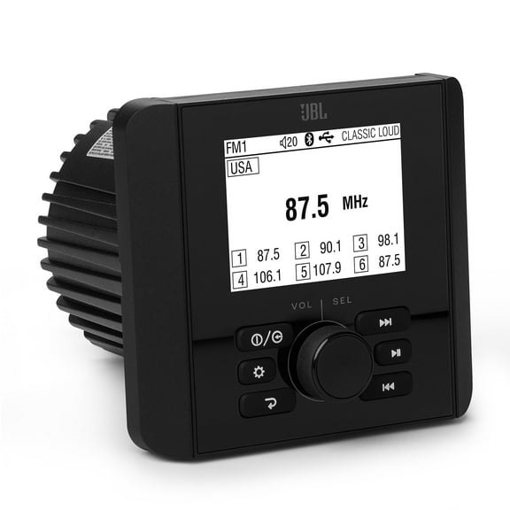 JBL JAM3000 Gauge-Mount Marine Receiver with AM/FM, High Power Output, Bluetooth