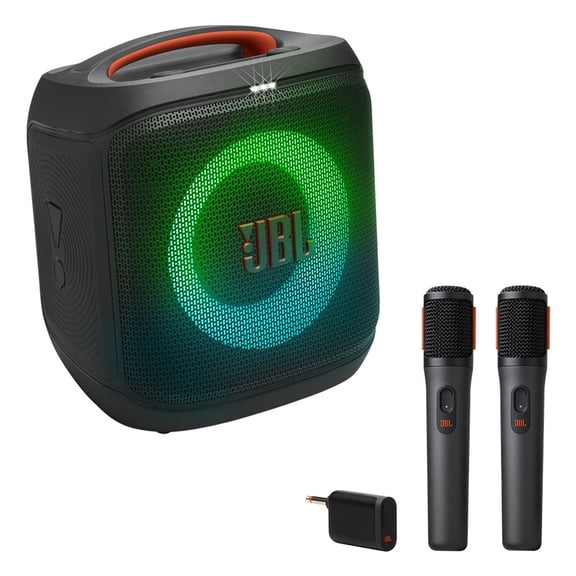 JBL PartyBox Encore Essential 2 Portable Party Speaker Bundle with Wireless Microphone System (Black)