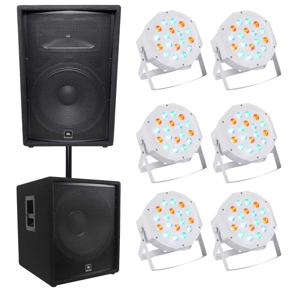 JBL JRX215 1000 Watt 15" 2-Way DJ P/A Speaker+18" 1400w Sub+6) Par Wash Lights