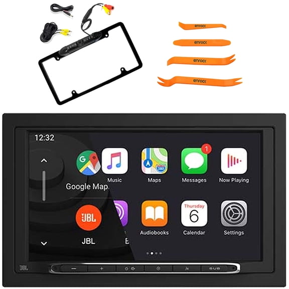 JBL Legend 700 7 Touchscreen Display Double-DIN Mechless Bluetooth AM/FM Radio Receiver, Rear View Backup Night Vision Waterproof Camera, 4-Piece Car Door Trim, Dash & Stereo Removal Pry Tool Set