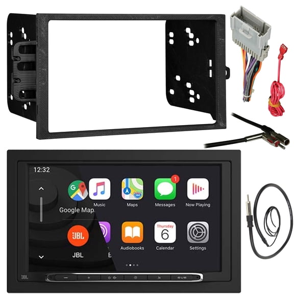 JBL Legend 700 7 Touchscreen Display Double-DIN Mechless Bluetooth AM/FM Receiver W/Double DIN Installation Dash Kit, Antenna Adapter, Radio Wiring Harness, Antenna (Bundle Fits 1998-06 GM Vehicles)
