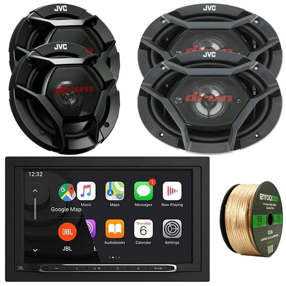 JBL Legend 700 7 Touchscreen Display Double-DIN Mechless Bluetooth AM/FM Receiver W/Wireless Apple CarPlay & Android Auto, 2x 6.5" 300W Max 2-Way Speakers, 2x 6x9" 550W Max 4-Way Speakers W/Wire