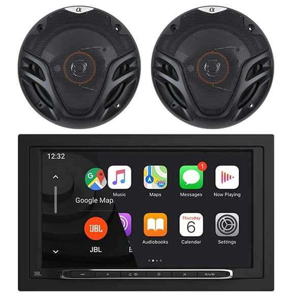 JBL Legend 700 7 Touchscreen Display Double-DIN Mechless Bluetooth AM/FM Receiver W/Wireless Apple CarPlay & Android Auto, 2x 6.5" 350 Watts Max Power Full Range Coaxial 3-Way Car Audio Speakers