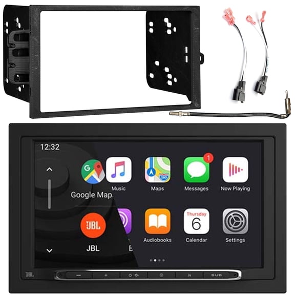 JBL Legend 700 7 Touchscreen Display Double-DIN Mechless Bluetooth AM/FM Receiver W/Wireless Apple CarPlay & Android Auto, Double DIN Install Dash Kit, Speaker Connector, Antenna Adapter