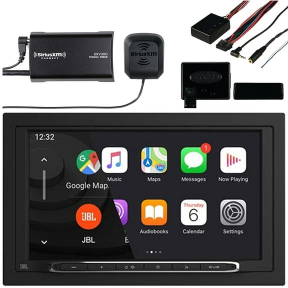 JBL Legend 700 7 Touchscreen Display Double-DIN Mechless Bluetooth AM/FM Receiver W/Wireless Apple CarPlay & Android Auto, Satellite Vehicle Tuner Kit, Steering Wheel Control Interface