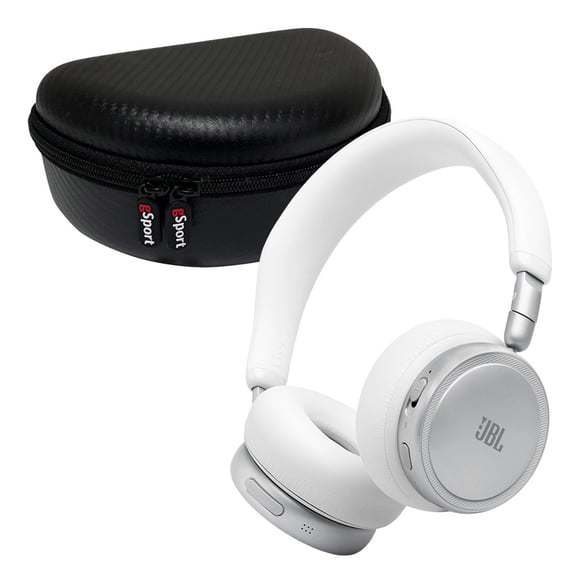JBL Live 680NC Wireless Over-Ear Noise Cancelling Headphone Bundle with gSport Case (White)