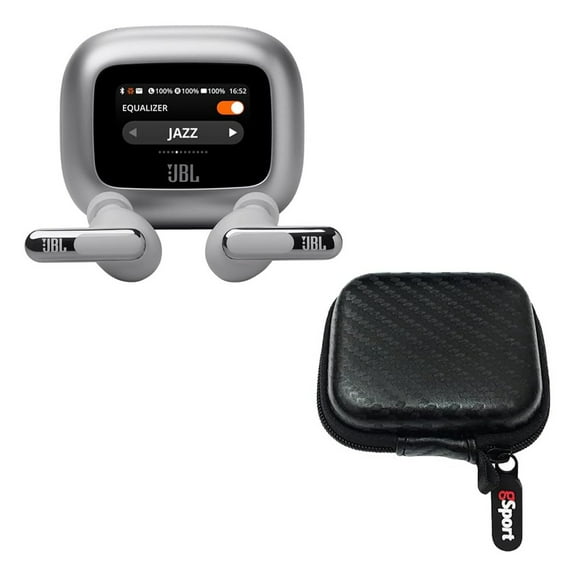 JBL Live Beam 3 True Wireless Noise Cancelling Earbud Bundle with gSport Case (Silver)