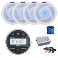 thumbnail image 1 of JBL PRV-175 Marine Gauge Mount USB Bluetooth AM/FM Digital Stereo Receiver, 4-Channel Amplifier w/ Kit, 4X 6.5" 240 Watt 2-Way Slim Low Profile Blue Flashing LED Audio Speakers (White) w/ Wire, 1 of 6