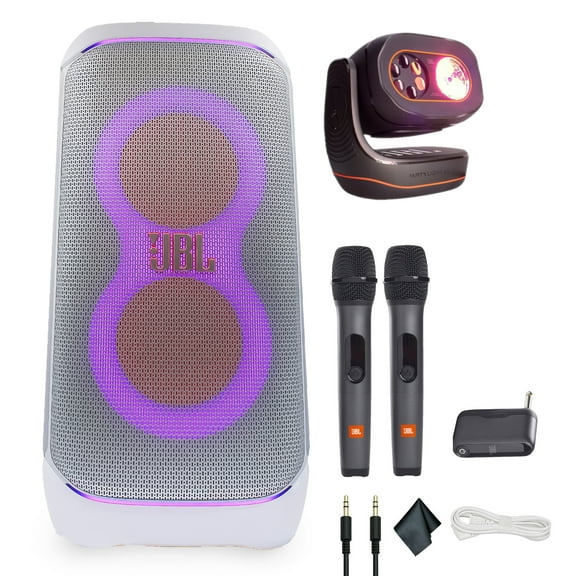 JBL PartyBox 120 Portable Bluetooth Speaker (White), 160W Output, Built-In Partybeam Lighting, Rechargeable Battery, App Control (International Model)